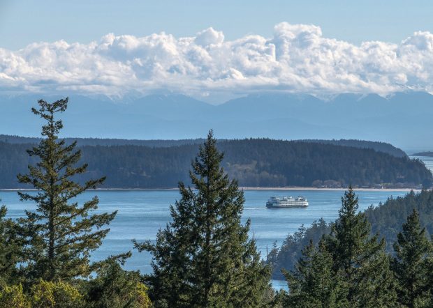 Ferry in distant channel